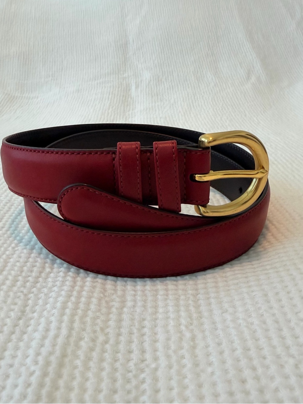 Coach Women’s Red Leather Belt with Gold Buckle size Medium